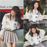 2016夏季新款韩版涂鸦印防晒服薄款短款棒球外套长袖上衣女装H557