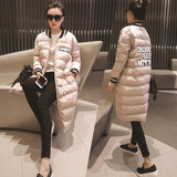 棉服女中长款韩国2015 冬季新款修身棒球服加厚棉衣外套大衣