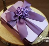 结婚婚礼婚庆用品马口铁盒创意喜蛋喜糖盒子大号放烟费列罗 紫色
