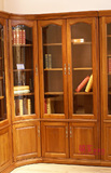缅甸瓦城柚木家具转角书柜3门书柜90度墙角书柜全实木书柜J5105