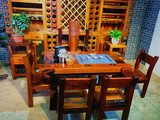 特价中式老船木家具 仿古实木简约客厅小户型 茶台茶几茶桌椅组合