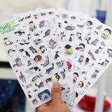 韩国透明PVC贴纸 可爱猫咪日记DIY相册手帐贴纸 创意贴画 6张