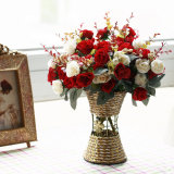 批发仿真欧式小玫瑰套装带花瓶桌摆小花假花家居摆设装饰花特价