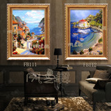 酒店办公室手绘油画地中海风景FB112欧式客厅玄关过道装饰有框画