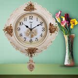 康巴丝创意钟表客厅挂钟 欧式现代摇摆时钟艺术壁钟静音石英钟表