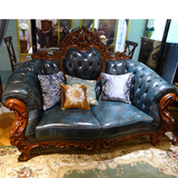 欧式真皮沙发组合高档奢华头层牛皮客厅大小户型皮艺美式实木雕花