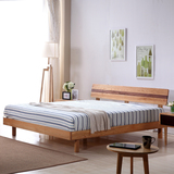 现代简约全纯实木双人床1.5/1.8米白橡木日式床头柜卧室家具特价