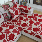 经典中国风红色喜庆布艺结婚沙发垫四季通用防滑坐垫沙发巾套定做