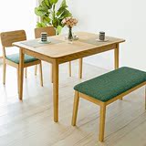 日式简约实木北欧宜家小户型长方形餐桌现代简约水曲柳餐桌椅组合
