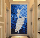 手绘3d立体油画 欧式玄关壁纸 走廊过道背景墙纸 芭蕾舞抽象壁画