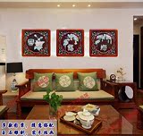 客厅装饰画玉石有框挂画餐厅玄关卧室中式沙发墙画壁画三联浮雕画