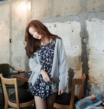 2016春夏季韩版新款 百搭通勤单件纯色V领宽松针织衫开衫女装外套