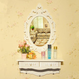壁挂梳妆台镜 小型宜家韩式欧式现代简约田园白色迷你特价化妆桌