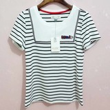 ELAND衣恋16年夏季新品经典条纹圆领短袖T恤EERA62401M专柜正品