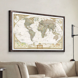世界地图 超大尺寸挂画英文中文版玄关装饰画书房客厅办公室壁画