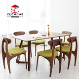 北欧实木餐桌椅4人餐厅客厅组合6人现代长方形家具胡桃色饭桌子