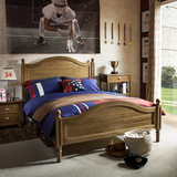 寤寐 美式床实木床 1.5米1.8米双人儿童大床现代简约卧室高档家具