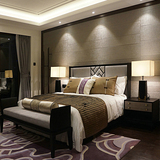 新中式床 简约现代双人床1.8米 酒店客房卧室床铺 样板房家具定制