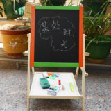 黑板支架式家用实木磁性双面儿童3岁益智玩具可升降黑白小黑画板