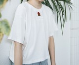 日系 童趣 婧哥哥 塔卡沙简约百搭短款白色T恤 1612
