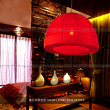 现代新中式吊灯布艺红色灯笼玄关餐厅酒楼火锅店茶楼古典灯具仿古