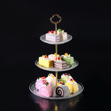特价创意玻璃三层水果盘欧式托盘下午茶点心盘蛋糕架现代客厅果盘