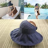 遮阳帽子女韩版夏天可折叠防晒半圆空顶帽子防紫外线大檐太阳帽子