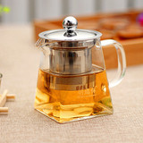 耐热玻璃茶壶不锈钢过滤透明小号四方泡茶器加厚功夫茶具套装包邮