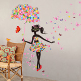 浪漫花朵蝴蝶女孩卧室墙上贴画客厅影视墙装饰贴纸房间背景墙贴图