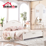 欧式床田园床 韩式床儿童公主床实木床 白色1.5米1.8米双人高箱床