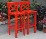 厂家定制 实木吧椅 实木吧凳 吧台椅 酒吧椅 高脚椅/红色