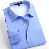 冬季新款男装长袖衬衫 加绒加厚男士保暖衬衫商务休闲天蓝色衬衣