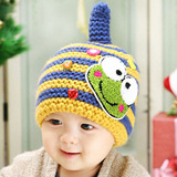 小孩儿童男秋冬季可爱帽子青蛙女童宝宝冬天韩版套头毛线帽子潮