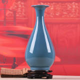红旭 景德镇陶瓷器 颜色釉蓝色花瓶 现代时尚 家居摆设件 装饰品