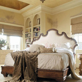 美式乡村实木双人床法式简美做旧雕花橡木床地中海欧式1.8米婚床
