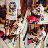 2016夏装新款韩版亲子装男童女童套装儿童休闲T恤裤子亲子运动装