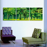 新款 绿色森林风景装饰画 壁画卧室书房餐厅客厅布纹画无框画