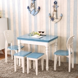正品地中海美式乡村折叠餐桌椅可伸缩餐桌组合英伦风格小户型餐桌