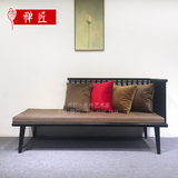 禅匠老榆木沙发椅躺椅新中式实木沙发免漆家具懒人沙发单人床定制