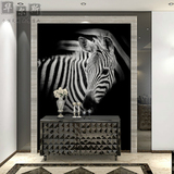 黑白斑马背景墙壁纸 个性艺术大型壁画3d欧式创意客厅墙纸马语者