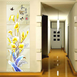 客厅走廊玄关组合家和福顺装饰画冰晶玻璃画高档竖版三联无框壁画