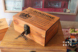 包邮 皇冠铁塔木盒子 证件锁盒 带锁杂货收纳盒木质小箱子收藏盒