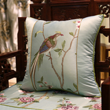 现代中式抱枕刺绣鸟古典红木实木仿古沙发靠垫床头软包靠背大含芯