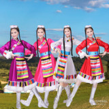 新款民族风藏族舞蹈表演服装 少数民族藏族演出服 白色水袖服饰女