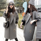 2016韩版秋冬季新款女装太空棉宽松中长款学生长袖茧型大衣外套女