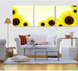 向日葵无框画现代简约三联壁画客厅花朵田园风景沙发背景墙装饰画