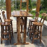 实木户外桌椅酒吧桌椅吧台桌椅高脚桌椅高脚凳防腐木松木清漆碳化