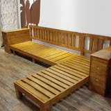实木沙发 可推拉实木沙发床 现代中式小户型全实木功能沙发储物柜