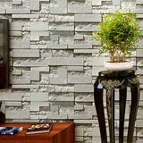 中式仿文化石3D立体防水墙纸 仿砖块石头石块饭店走廊背景墙壁纸