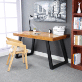 铁之源2016美式家具复古实木组合双人电脑桌台式家用办公桌书桌